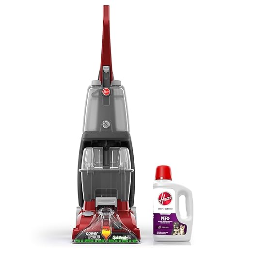 Hoover Power Scrub Deluxe Carpet Cleaner Machine with Paws & Claws Carpet Cleaning Solution (64oz), FH50150, AH30925