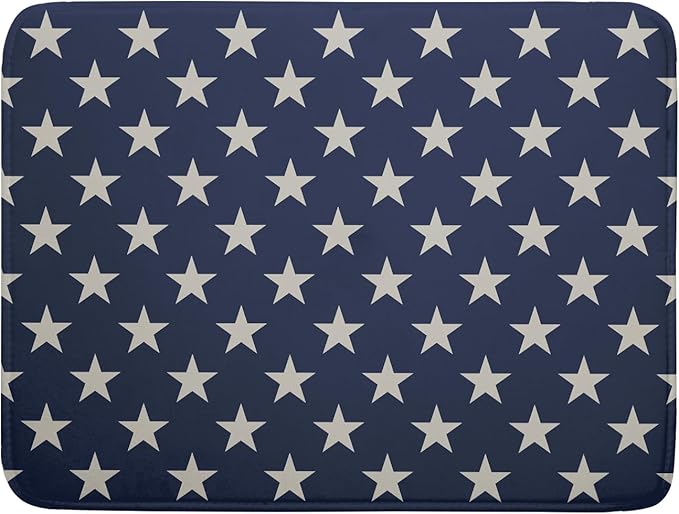 Patriotic July of 4th Blue Star Dish Drying Mat for Kitchen Counter 18x24 Memorial Independence Day Absorbent Reversible Microfiber Drying Mats Kitchen Countertop Protector Dishes Drainer Pad