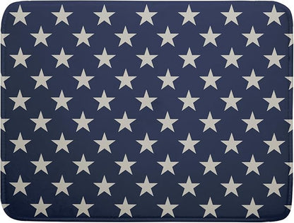 Patriotic July of 4th Blue Star Dish Drying Mat for Kitchen Counter 18x24 Memorial Independence Day Absorbent Reversible Microfiber Drying Mats Kitchen Countertop Protector Dishes Drainer Pad