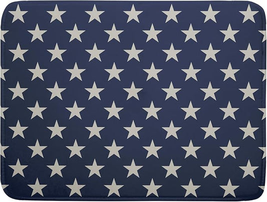Patriotic July of 4th Blue Star Dish Drying Mat for Kitchen Counter 18x24 Memorial Independence Day Absorbent Reversible Microfiber Drying Mats Kitchen Countertop Protector Dishes Drainer Pad