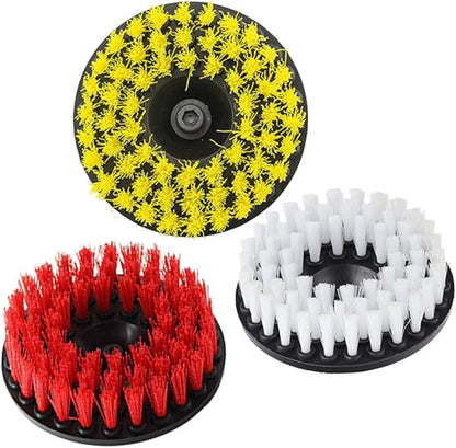 3pcs Drill Cleaning Brush for Upholstery Leather and Carpets Hollow Design Yellow for Efficient Household Cleaning
