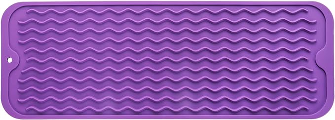 MicoYang Silicone Dish Drying Mat for Multiple Usage,Easy clean,Eco-friendly,Heat-resistant Silicone Mat for Kitchen Counter,Sink,Bar,Bottle,or Cup Purple M 17 inches x 6 inches
