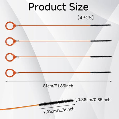 4Pcs 32 Inch Drain Snake Hair Clog Remover Tool Set, Long Flexible Anti-Break Plumbing Snake for Shower, Bathroom Sink, Tub and Pipe Drains, Easy Hair Catcher and Cleaner for Home Use