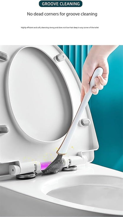 Modern Flexible Silicone Toilet Caspa for Home 2025 Upgrade Silicone Toilet Brush Ergonomic Toilet Brush and Holder Set Toilet Bowl Brush Wall Mounted Toilet Brush for Dead Corner Clean (White)