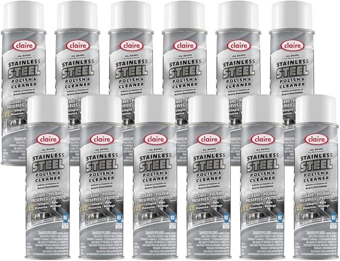 Claire CL841-12pk Oil Based Stainless Steel Polish & Cleaner; 15 Oz. Net Wt, 12 Count