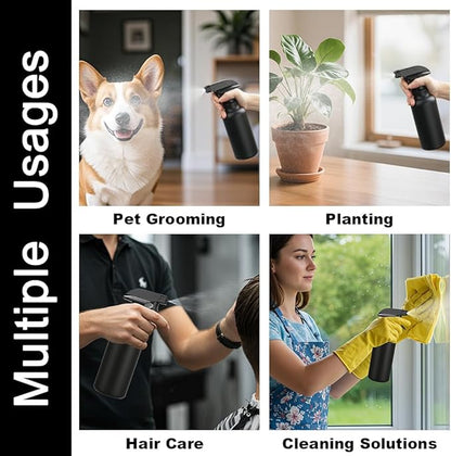 Spray Bottles Plastic Spray Bottle for Hair Mist/Stream Heavy Duty Empty Spray Bottles for Cleaning Solutions, Plants, Cooking (16.9oz-Black)