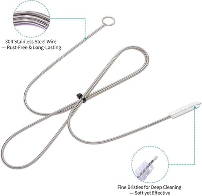 Upgrade 2 Packs Extra Long Drain Cleaners Brush, 64 Inches Flexible Sunroof Drain Cleaning Brush Tool, Premium Tube Cleaner for Dishwasher Drain Hose, Bathroom