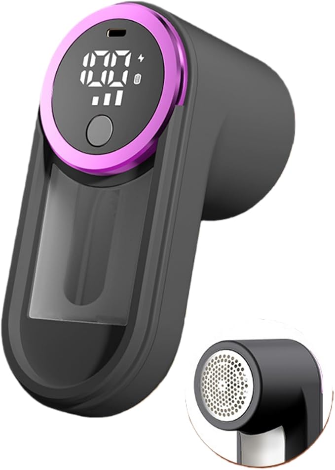 Rechargeable Fabric Shaver, Electric Lint Remover with 3-Speed LED Screen, Portable Fuzz Trimmer for Sweaters, Furniture, Blankets - Safe & Efficient Pilling Remover (Smart Gray)