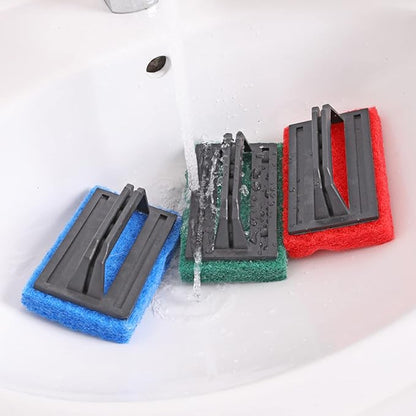 Scrub Sponge Brush with Handle for Bathroom, Bathtubs, Tiles, Glass, Wall, Ceiling and Floors - Ergonomic Handle, Versatile - 1 Count