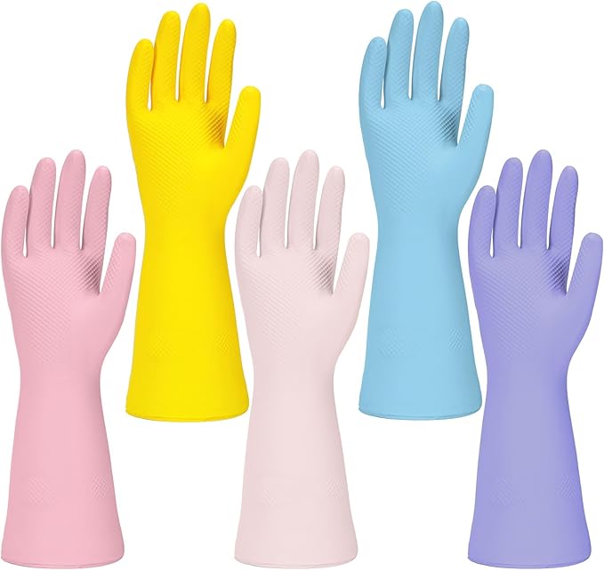 Cleaning Gloves for Dishwashing, 4/5 Pairs Reusable Kitchen Gloves for Wash, Household Cleaning Glove for Dishes Pet