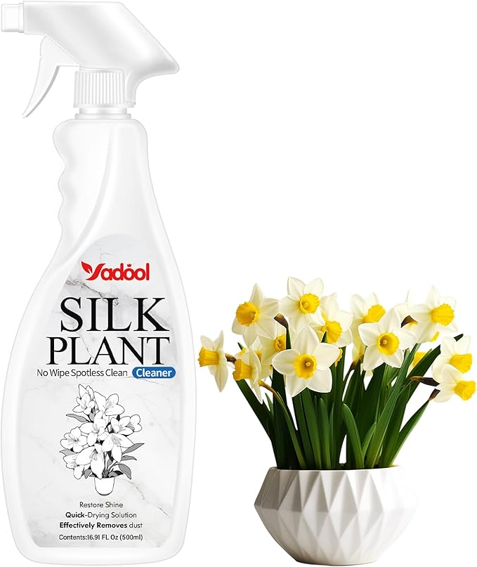 Silk Plant Cleaner Spray No Wipe - Artificial Plant & Silk Flower Cleaner Spray, Dust Remover for Fake Plants, No Wipe, Quick Drying - 16.91oz