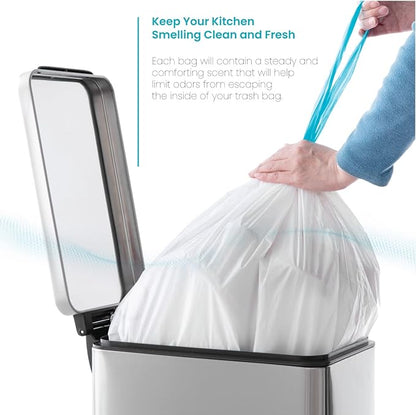 Home Zone Living 2-Pack 8 Gallon Kitchen Trash Bags with Drawstring Handles, Heavy Duty Custom Fit Design for Standard 30 Liter Kitchen Trash Cans, Code 30S, 60-Count
