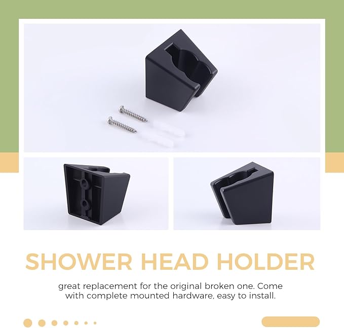 Hand Held Shower Bracket with Two Slot, Aomasi Handheld Shower Head Hose Hanger, ABS Plastic Bidet Sprayer Handle Holder Wall Mount, Matte Black