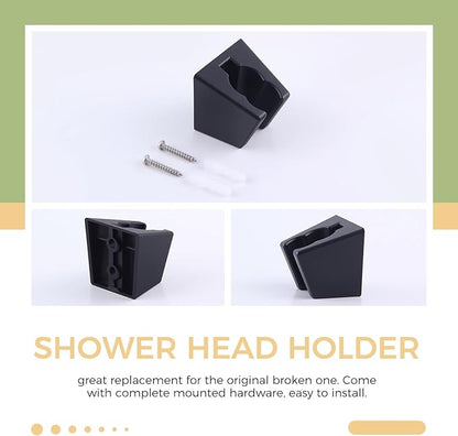 Hand Held Shower Bracket with Two Slot, Aomasi Handheld Shower Head Hose Hanger, ABS Plastic Bidet Sprayer Handle Holder Wall Mount, Matte Black