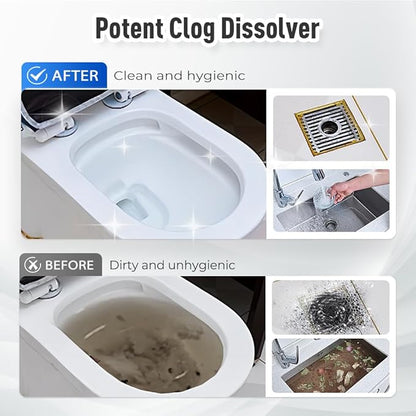 Drain Clog Remover Powerful Unclogging Sink Hair Cleaner for Kitchen, Shower Pipes and Drains (White 2PCS)