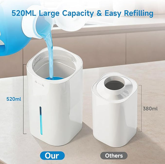 CATIRE Upgraded Larger Capacity Automatic Dish Soap Dispenser Touchless, 17.6oz Liquid Hand Soap Dispenser for Bathroom Kitchen, Rechargeable 2000mAh, 8 Adjustable Levels, Wall Mount & Countertop