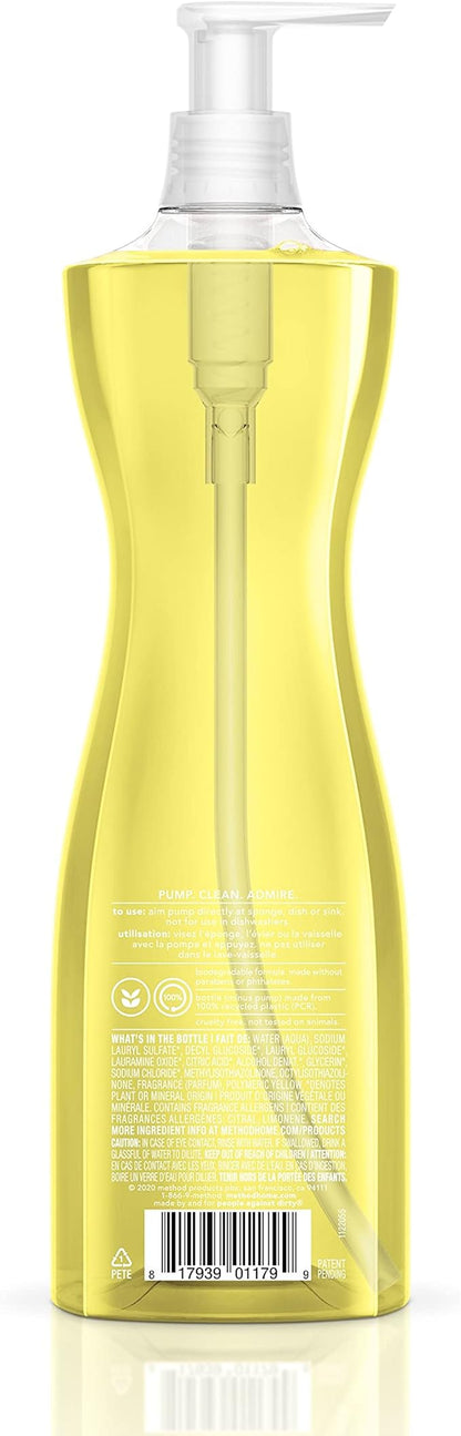 Method Gel Dish Soap Liquid, Lemon Mint, Tough on Grease, 18 Fl Oz (Pack of 6