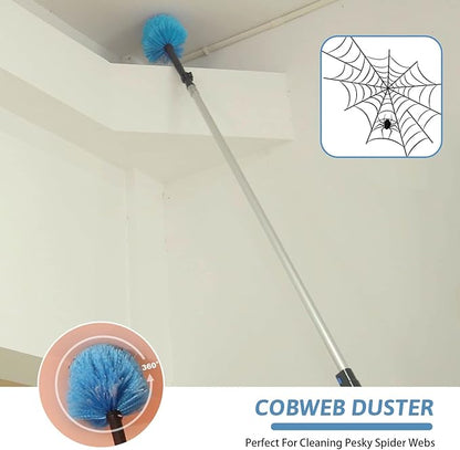 MAYKI 20 Foot High Reach Dusters for Cleaning 5 PCS, Ceiling Fan Dusters with Extension Pole, Cobweb Duster with Extension Pole for High Ceilings/Fans, 2 in 1 Window Squeegee Duster