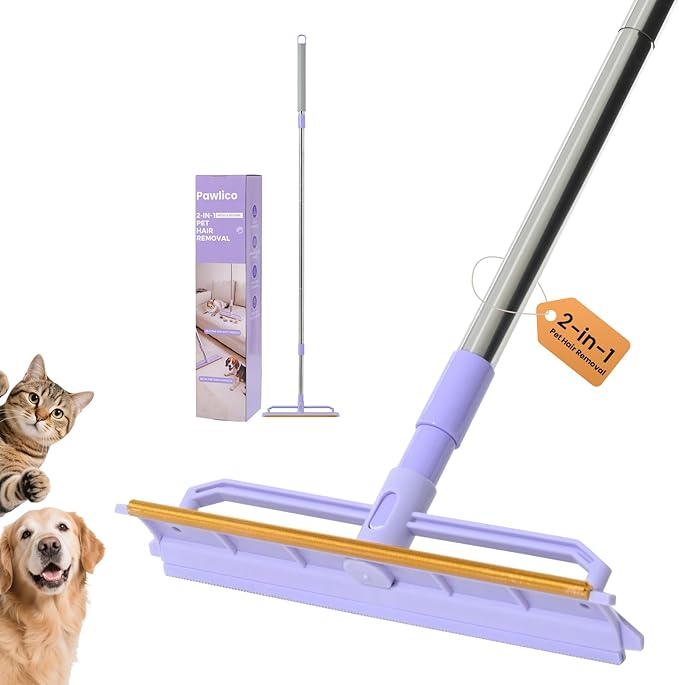 Carpet Rake for Pet Hair Removal, 59” Adjustable Long Handle Carpet Scraper for Cat Dog Hair Deep Cleaner, Reusable Pet Hair Removal Tool for Rugs, Mats, Couch, Sofas, Floor, Car Seats