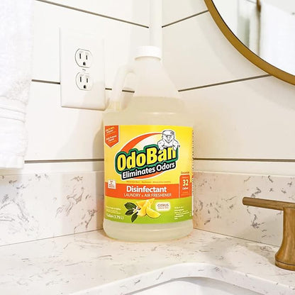 OdoBan Ready-to-Use Disinfectant and Odor Eliminator, Made in the USA, Citrus Scent, Set of 3, 2 Spray Bottles, 32 Ounces Each and 1 Gallon Concentrate