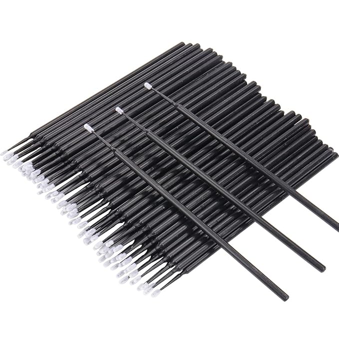 300 PCS Eyelash Extension Supplies Kit Disposable Micro Brush Eyebrow Spoolies Lip Stick Brush Mascara Wand Applicator Makeup Brush Tool (White Black Gold Sets)