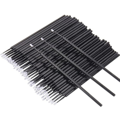 300 PCS Eyelash Extension Supplies Kit Disposable Micro Brush Eyebrow Spoolies Lip Stick Brush Mascara Wand Applicator Makeup Brush Tool (White Black Gold Sets)