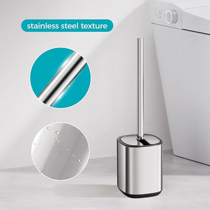 Toilet Brush and Holder Set Toilet Bowl Brush Stainless Steel Automatic Open lid Toilet Bowl Cleaner Brush with Durable Bristle Head Toilet Cleaning Brush for Bathroom