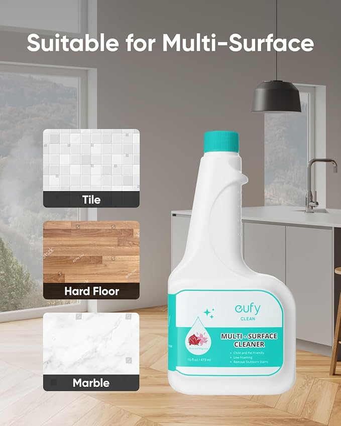 eufy RoboVac Hard Floor Cleaning Solution (2 Bottles), Dilution Ratio 1:200, 473 ml, Floor Cleaner, Eco-Friendly, Plant-Based,Compatible with Omni C20, X8 Pro, X10 Omni, G series, L Series (Pack of 2)