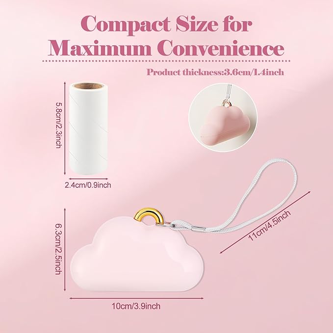 Mini Lint Roller & Lint Remover - Reusable Pet Hair Remover with Extra Sticky Refills for Clothes, Furniture | Lint Rollers for Pet Hair Extra Sticky | Portable Travel Size Lint Roller