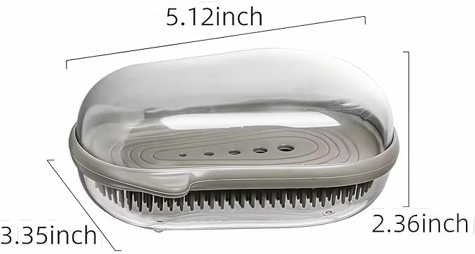 Travel Soap Holder Bar Soap Dish Shower Soap Saver Case Container Box for Bathroom Camping Gym Vonpri (Grey, with Brush)