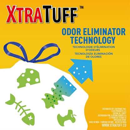 XtraTuff Tall Kitchen Drawstring Trash Bags, 13 Gallon, 150 Count, Lemon Mint Scented, MegaFlex Technology, Leak and Puncture Resistant, BPA Free
