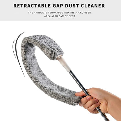 Retractable Gap Dust Cleaner, Microfiber Hand Duster Cleaning Tools, with 2 Washable Dusting Cloths and Long Handle Retractable Duster Brush for Under Fridge & Appliances Duster