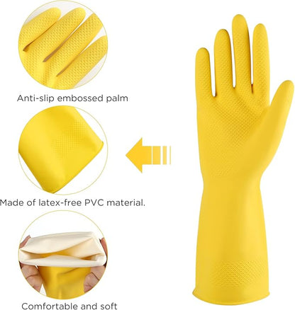 Rubber cleaning gloves 3 or 6 Pairs for Household,Reuseable dishwashing gloves for Kitchen.