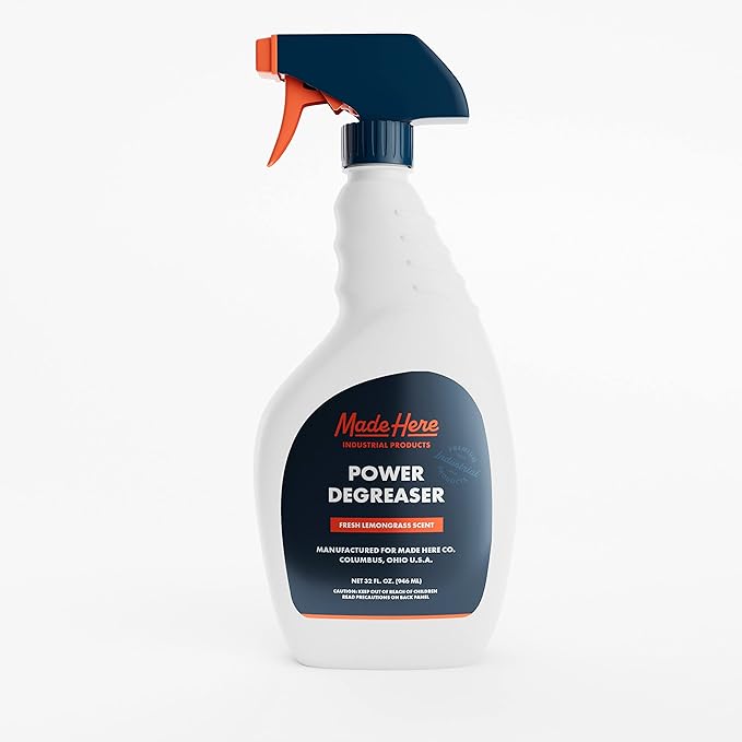 Made Here Co. Professional Strength Degreaser for Kitchens, Industrial pH Neutral and Biodegradable Easy Spray & Wipe,Lemongrass Scent,Safely Responsible for People and Environment,packaging may vary