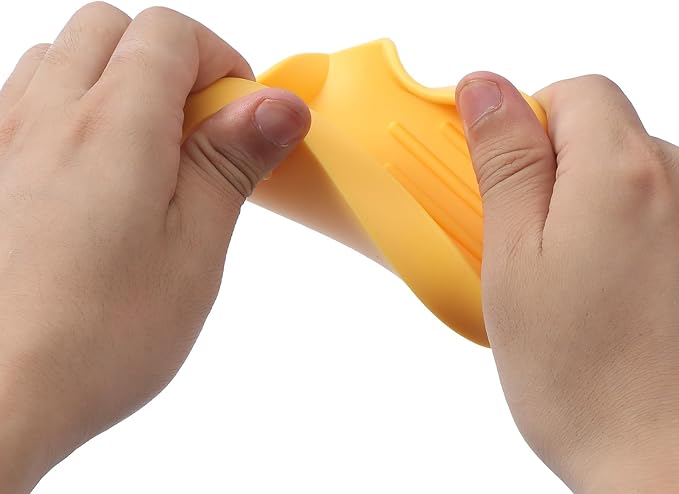 MicoYang Silicone Bathroom Soap Dishes with Drain Spout-Bathroom and Kitchen Sink Organizer,Sponge Holder,Dish Soap Tray,Perfect for Dispenser,Scrubber,Bottle,Cup on Sink or Counter-Yellow 4.9"×3.2"