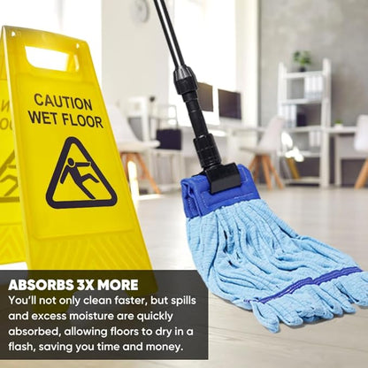 Commercial Mop Head Replacement – 1 Pack Large Green Microfiber Tube Mop (18 oz.) | Industrial Wet Mops | Washable Refill, Reusable, Heavy Duty, Looped End Mopheads | Hardwood, Concrete