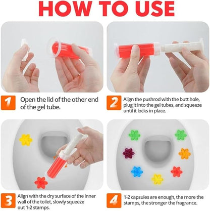 Toilet Bowl Gel Stamp, 42 Flower Scent Stamps, Toilet Cleaner Bowl Gel Stamp, for Three Month (3Pcs)