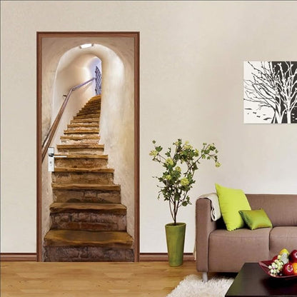 3D Door Stickers Murals Peel and Stick - Stairs - Wallpaper Self-Adhesive Decals Removable PVC Waterproof Poster for Bedroom Living Room 30.3" x 78.7"