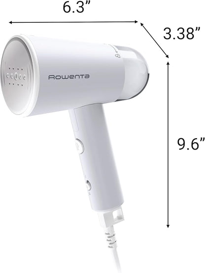 Rowenta Travel Steam Handheld Steamer 2.3 Oz Tank Capacity, Foldable,Easy Steam, Effortless wrinkle removal, 1100 watts Portable, Ironing, Fabric Steamer, Vacation Essentials, Gray, DR1011