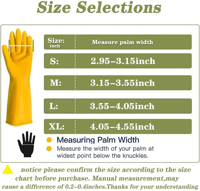 8 Pairs Reusable Household Cleaning Gloves, Rubber Kitchen Dishwashing Gloves,Extra Thickness, Long Sleeves, for Washing Dishes, Pet Care(X-Large, Yellow)