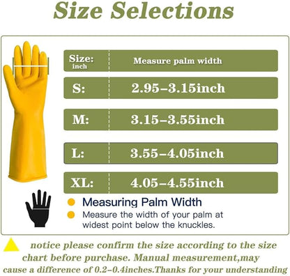 8 Pairs Reusable Household Cleaning Gloves, Rubber Kitchen Dishwashing Gloves,Extra Thickness, Long Sleeves, for Washing Dishes, Pet Care(X-Large, Yellow)