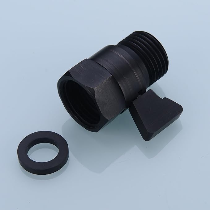 Solid Brass Shower Head Shut Off Valve Water Flow Control with Brass Handle On Off Switch for Hand Shower Bidet Sprayer Shower Arm, Oil Rubbed Bronze