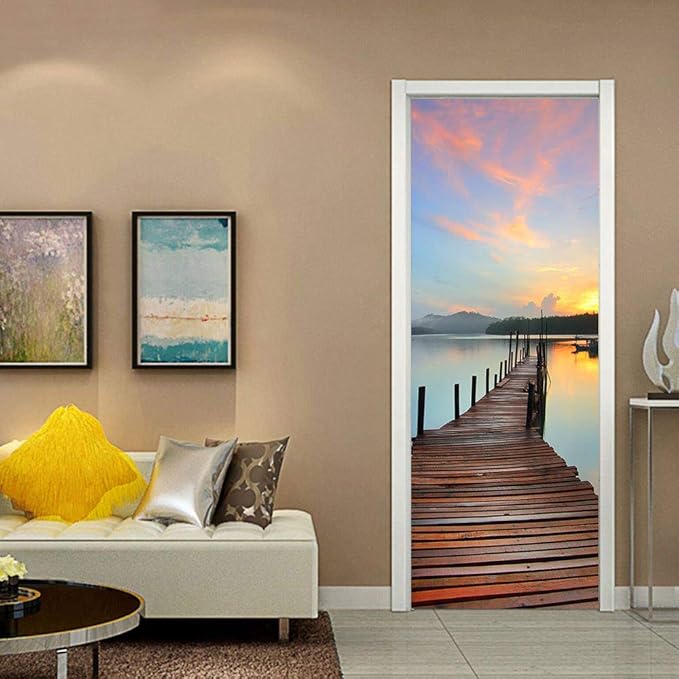 3D Door Stickers Murals - Peel & Stick Wallpaper Self-Adhesive Decals Removable PVC Waterproof Bedroom Living Room 31.5" x 78.7"