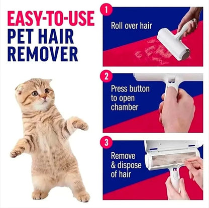 Reusable Pet Hair Remover Roller, Self-Cleaning Lint Roller for Dog and Cat Fur, No Sticky Tape for Couch, Carpet, Furniture, Bedding, Home and Car