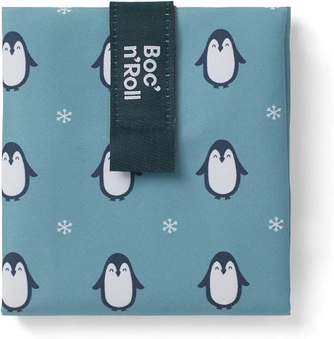 ROLL'EAT ® Boc'n'Roll Animals | Reusable Sandwich Bag | Sandwich Container | Eco Friendly Food Bag | Reusable and Washable Sandwich Wrap | Penguin Design