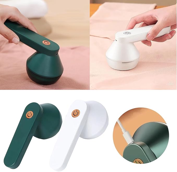 USB Rechargeable Fabric Shaver, Electric Lint Remover, Sweater Cordless Clothes Defuzzer, Portable Pills Trimmer for Clothes, Furniture (Green)