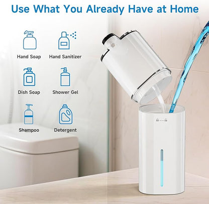 CATIRE Upgraded Larger Capacity Automatic Dish Soap Dispenser Touchless, 17.6oz Liquid Hand Soap Dispenser for Bathroom Kitchen, Rechargeable 2000mAh, 8 Adjustable Levels, Wall Mount & Countertop