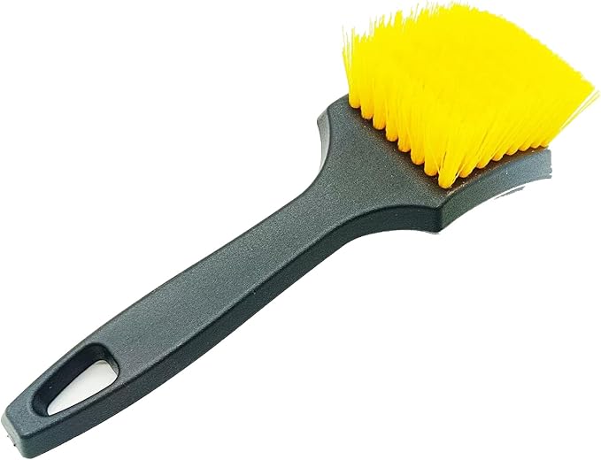 8.3" Car Tire Wash Brush, Carpet Cleaning and Scrub Brush for Floor Mats, Car Detailing Brushes Hard Bristles Wheel Brush for Car Interior and Home, Wheels, Rims, Motorcycles, Bicycles (Yellow)