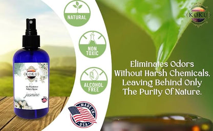 Jasmine Air Freshener - Room Spray - Odor Eliminator - Deodorizer - Car Air Freshener - Home Spray - Linen Spray - Fabric Refresher - Non-Toxic - Alcohol Free – 8 Oz