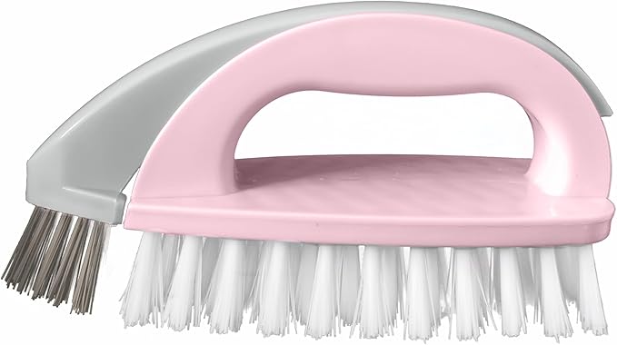 Detachable Cleaning Brush Handheld Brush Gap Brush Stiff Heavy-Duty Scrub Brush for Tile,Carpet,Bathroom Tubs,Grout,Blinds,Carpet,Shoes,Kitchen Sink (Pink)